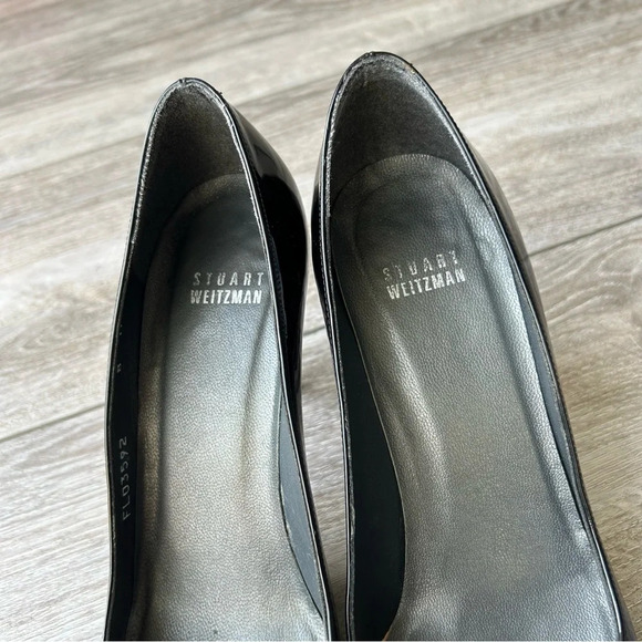 Stuart Weitzman Black Patent Leather Open Toe Pumps - Picture 5 of 13